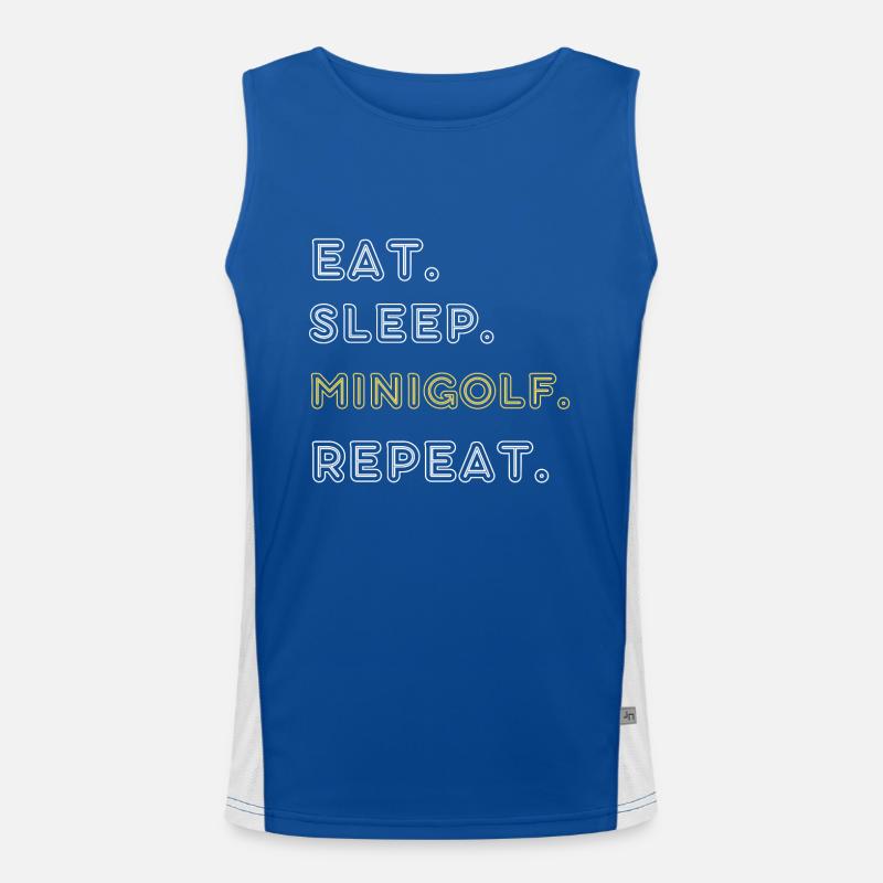 Eat Sleep Minigolf Repeat Funktionelles Kontrast-Tank Top für Männer 