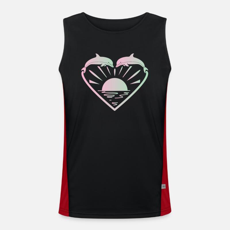 Dolphin Heart Sunset Funktionelles Kontrast-Tank Top für Männer 