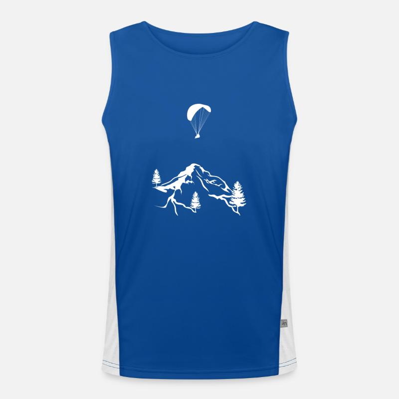Drawn paragliding mountains paraglider Funktionelles Kontrast-Tank Top für Männer 