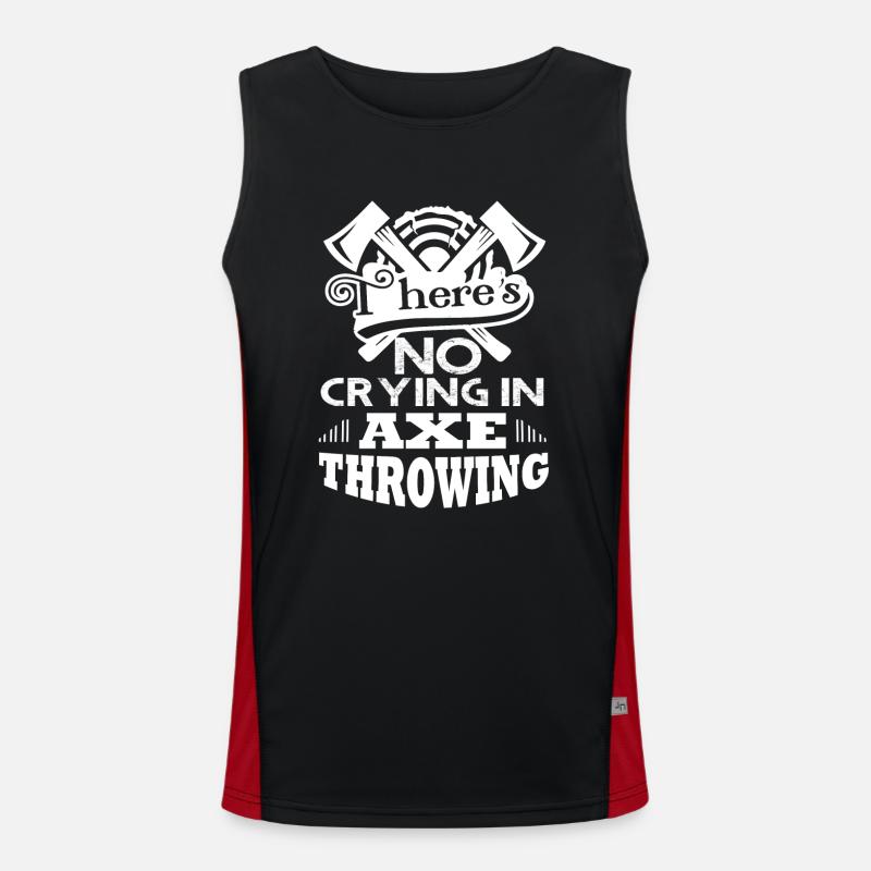 Axe Throwing No Crying In Axe Throwing Men's Functional Contrast Tank Top 