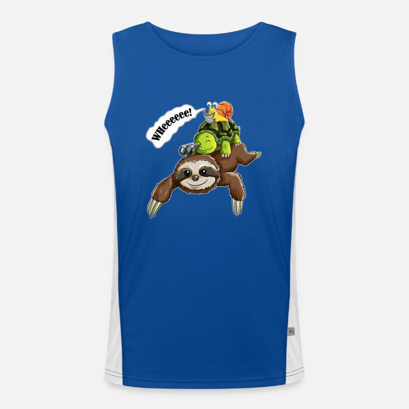 Sloth, Turtles, Snails, Wheeeee Men's Functional Contrast Tank Top 