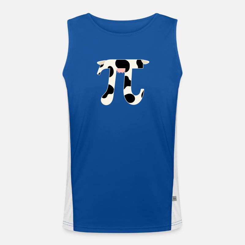 Cow pie lover pi day icon funny math Men's Functional Contrast Tank Top 