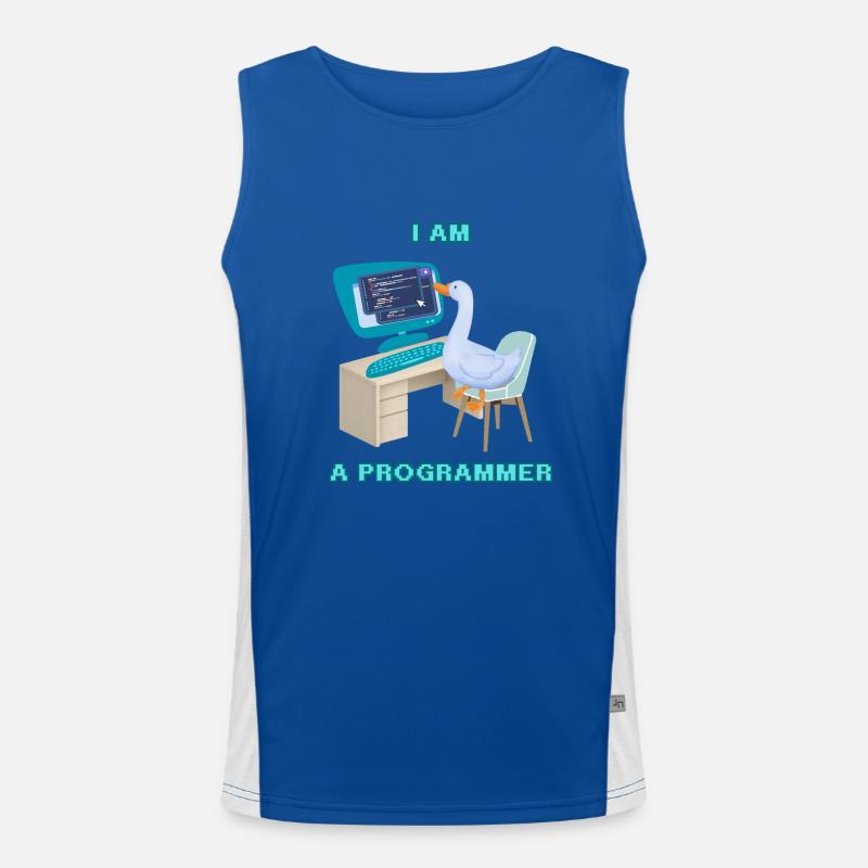 A Programmer Duck, a Fun Design for Programmers Men's Functional Contrast Tank Top 