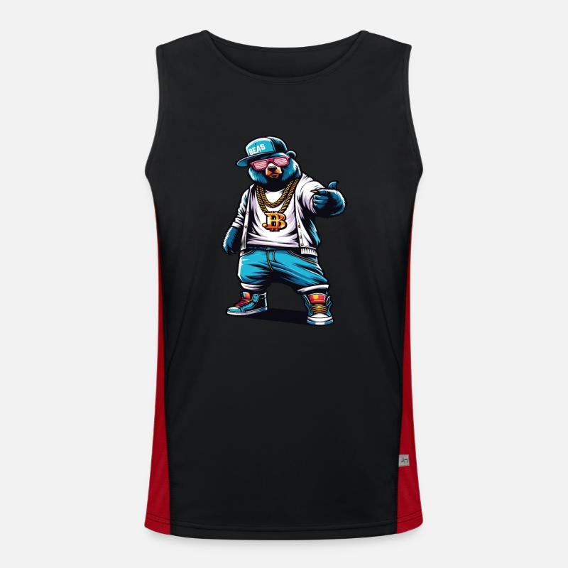Bear, Bears, Bear Head, Bear, Brown Bear, Bears Men's Functional Contrast Tank Top 