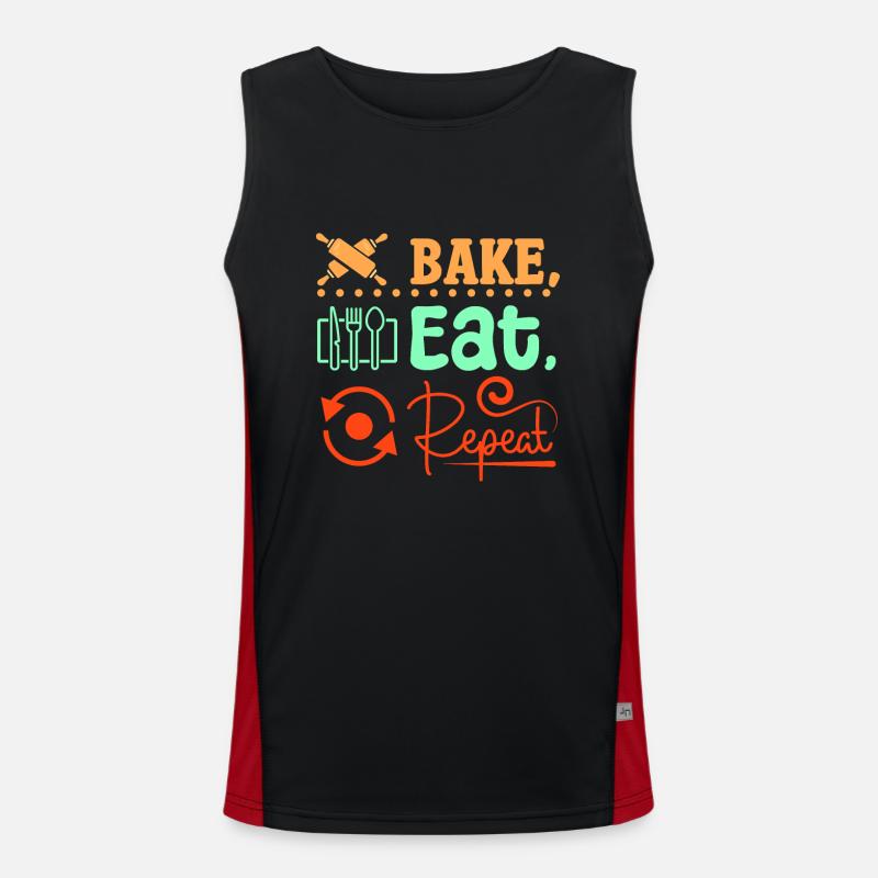 Baking bread eat repeat Funktionelles Kontrast-Tank Top für Männer 