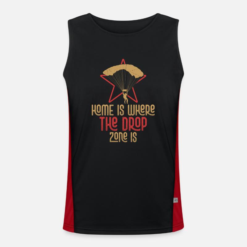 Home Is Where The Drop Zone Is Parachute Skydiver Funktionelles Kontrast-Tank Top für Männer 