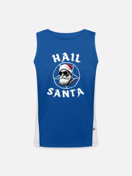Je vous salue père Noël drôle Alternative Goth Noël Design - Débardeur respirant contrasté Homme  - bleu/blanc - Devant
