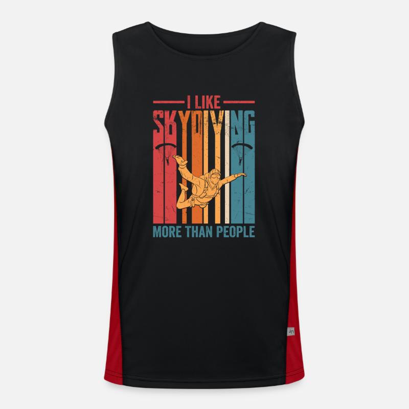 I Like Skydiving More Than People Parachute Skydiv Funktionelles Kontrast-Tank Top für Männer 