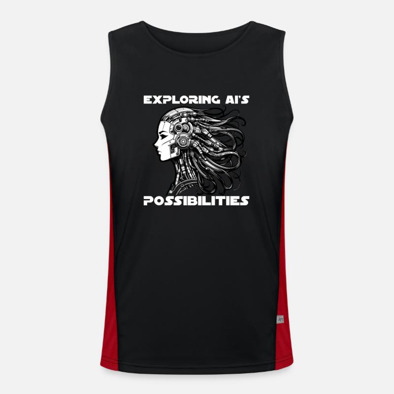 Artificial Intelligence, Machine Learning, Data - Men's Functional Contrast Tank Top  - black/red