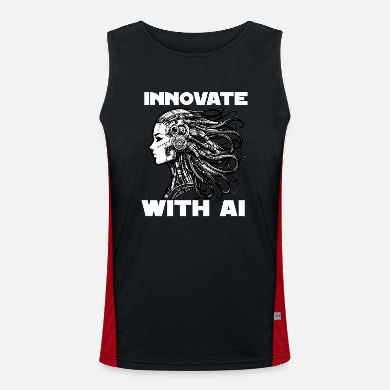 Artificial intelligence, machine learning, data - Men's Functional Contrast Tank Top  - black/red