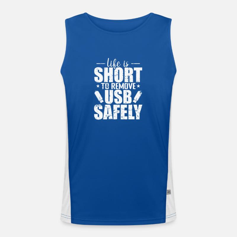 Life is Short to Remove USB Safely Disk Men's Functional Contrast Tank Top 