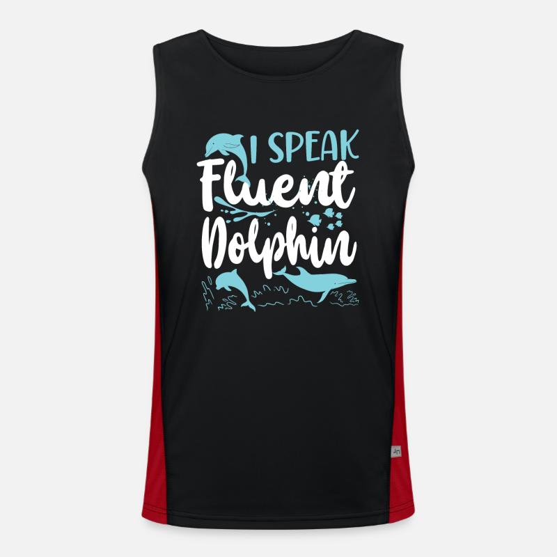 Dolphin I Speak Fluent Dolphin Funktionelles Kontrast-Tank Top für Männer 