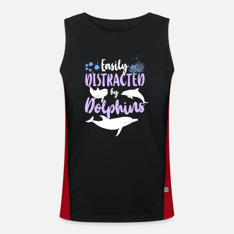 Dolphin Easily Distracted By Funktionelles Kontrast-Tank Top für Männer 