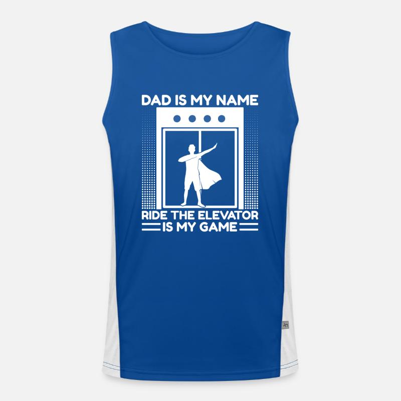 Funny Elevator Mechanic Dad My Name Elevator Game Funktionelles Kontrast-Tank Top für Männer 