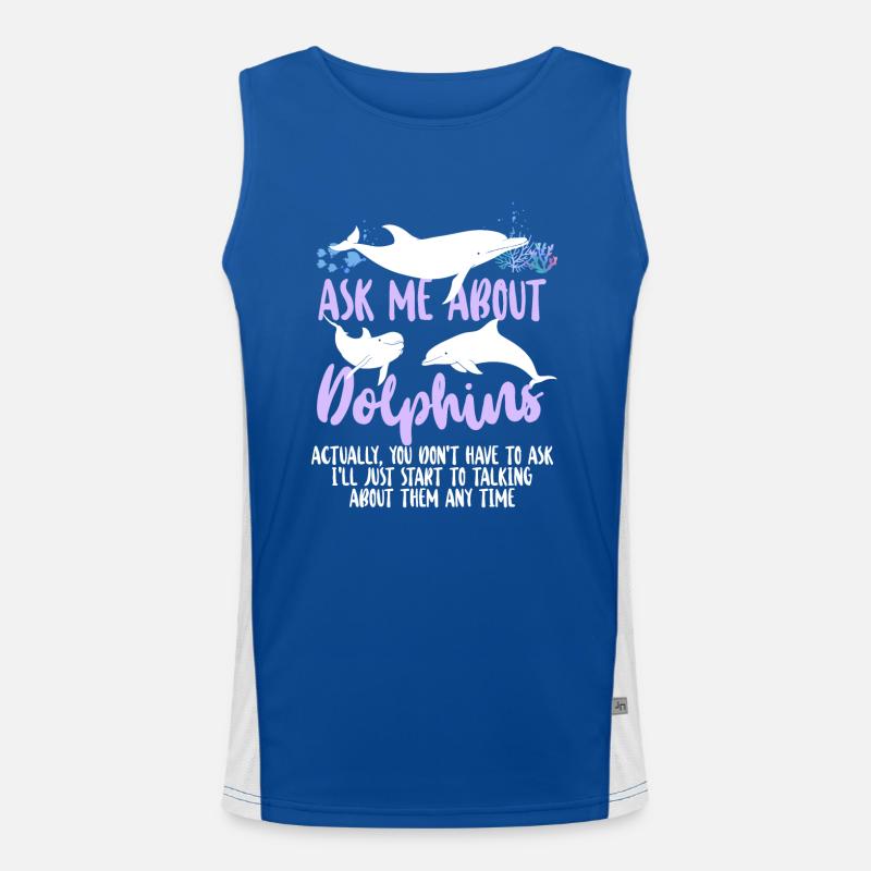 Dolphin Ask Me About Dolphins Funktionelles Kontrast-Tank Top für Männer 