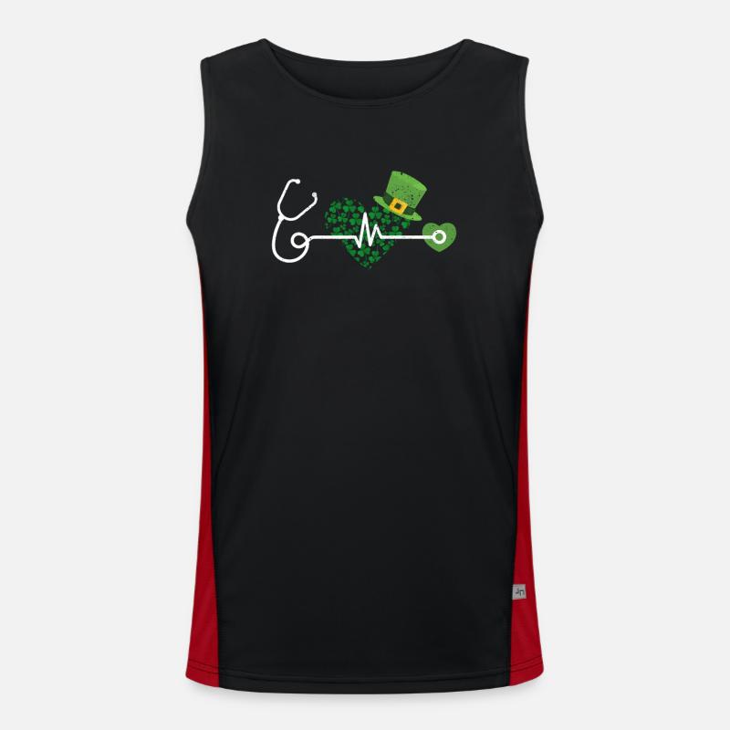 Nurse St Patrick's Day Stethoscope Heart Men's Functional Contrast Tank Top 