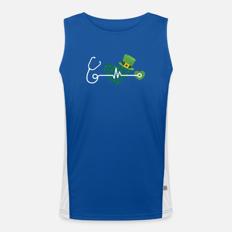 Krankenschwester St Patricks Day Stethoskop Herz Funktionelles Kontrast-Tank Top für Männer 