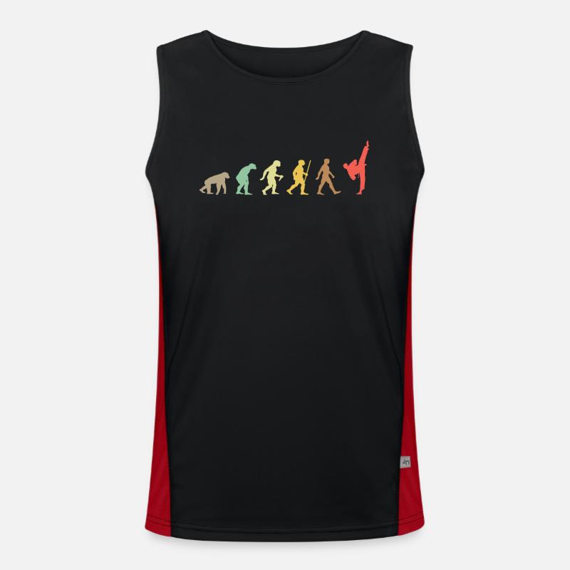 Vintage Taekwondo Retro Kampfkunst Evolution Funktionelles Kontrast-Tank Top für Männer 
