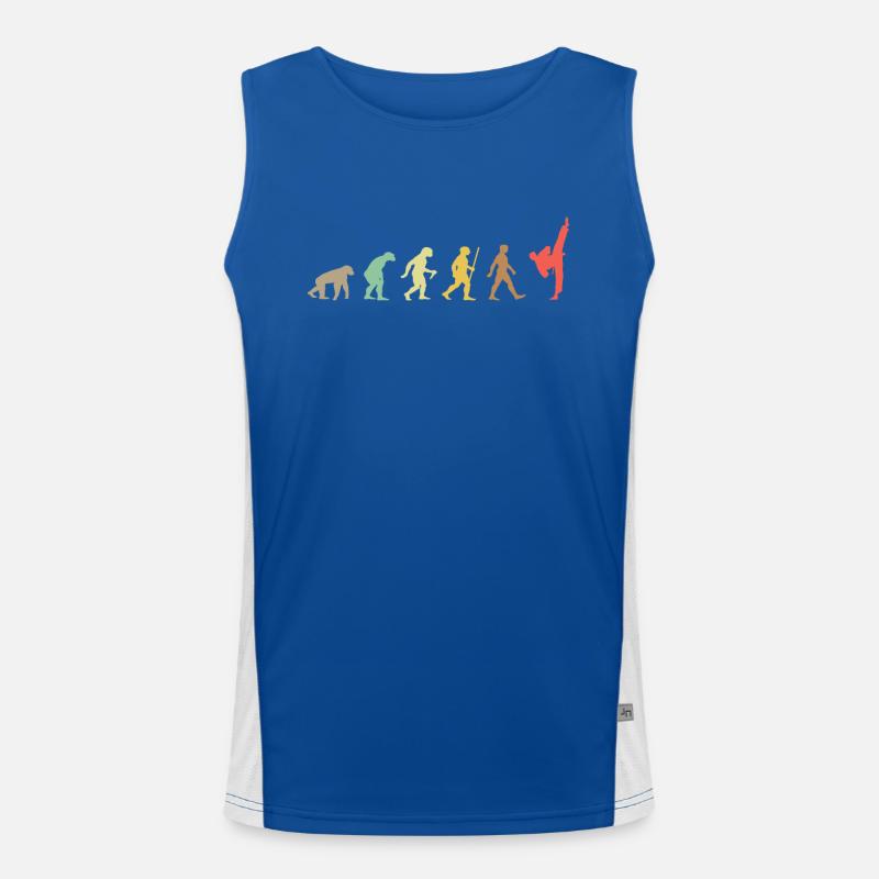 Vintage Taekwondo Retro Kampfkunst Evolution Funktionelles Kontrast-Tank Top für Männer 