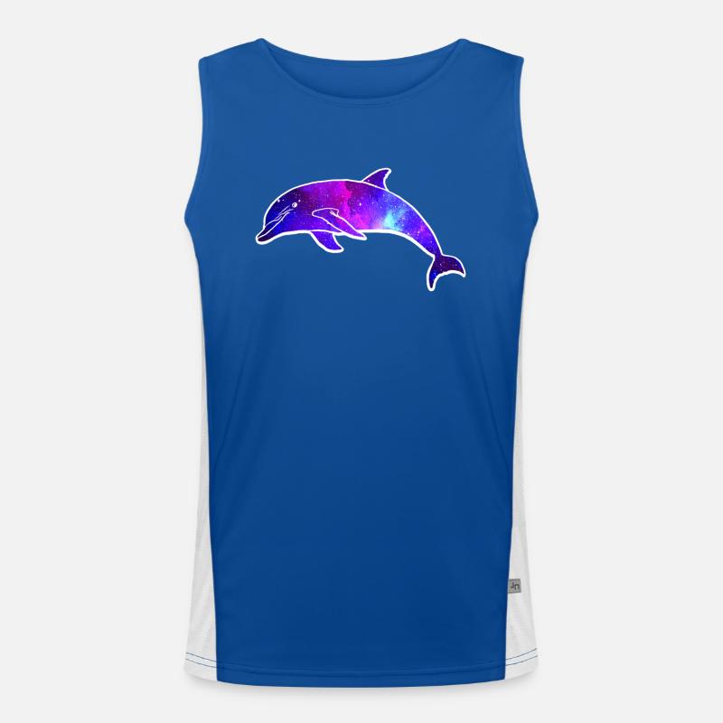 Dolphin Space Galaxy Men's Functional Contrast Tank Top 