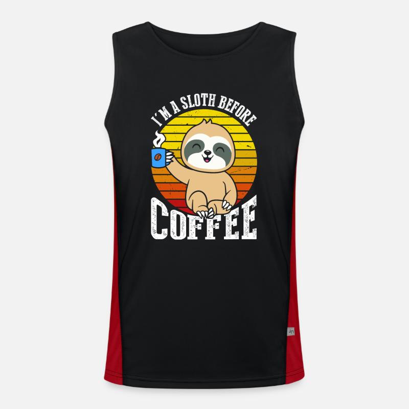 Ich Bin Ein Faultier Vor Dem Kaffee Im Retro Funktionelles Kontrast-Tank Top für Männer 