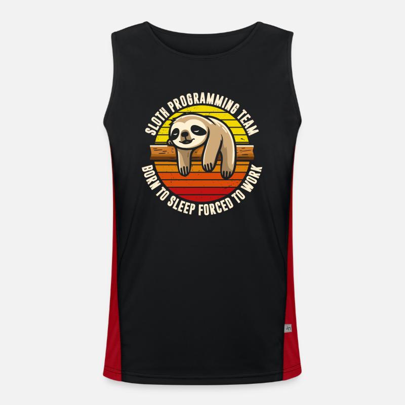 Sloth Programming Team - Men's Functional Contrast Tank Top  - black/red