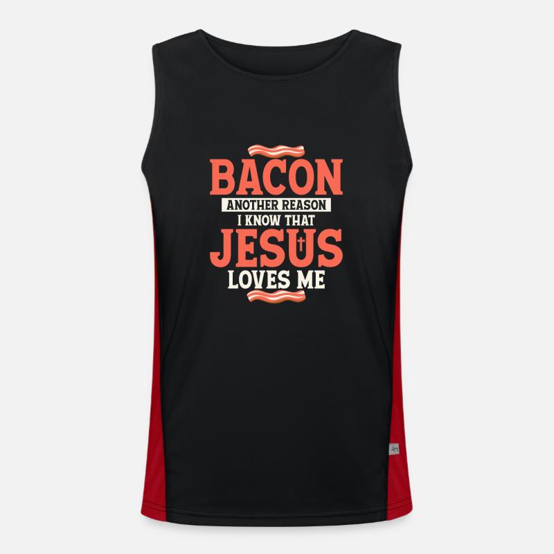 Bacon Another Reason I Know That Jesus Loves Me Funktionelles Kontrast-Tank Top für Männer 