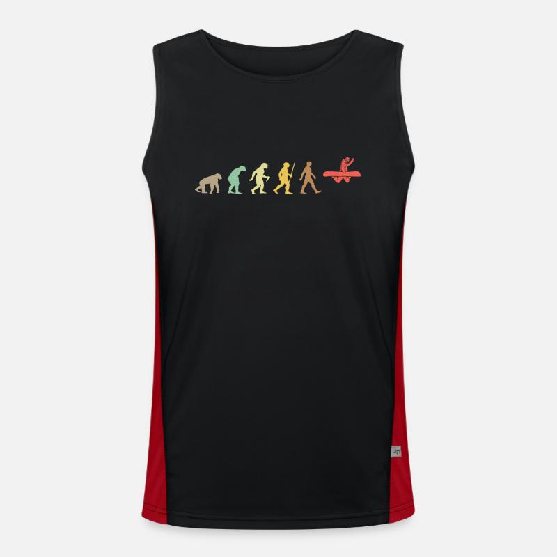 Snowboarding Retro Snowboard Evolution Snowboarder - Men's Functional Contrast Tank Top  - black/red