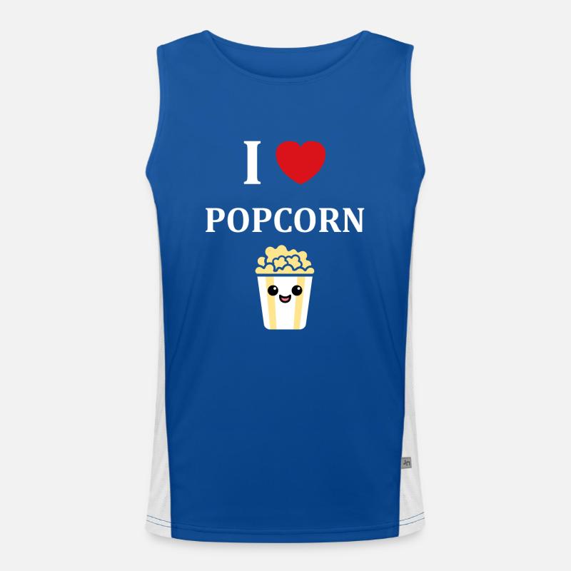 Ich liebe Popcorn Funktionelles Kontrast-Tank Top für Männer 