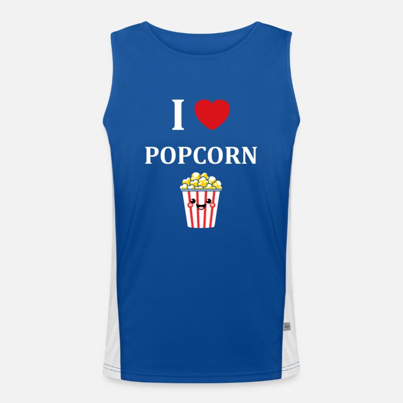 Ich liebe Popcorn Funktionelles Kontrast-Tank Top für Männer 