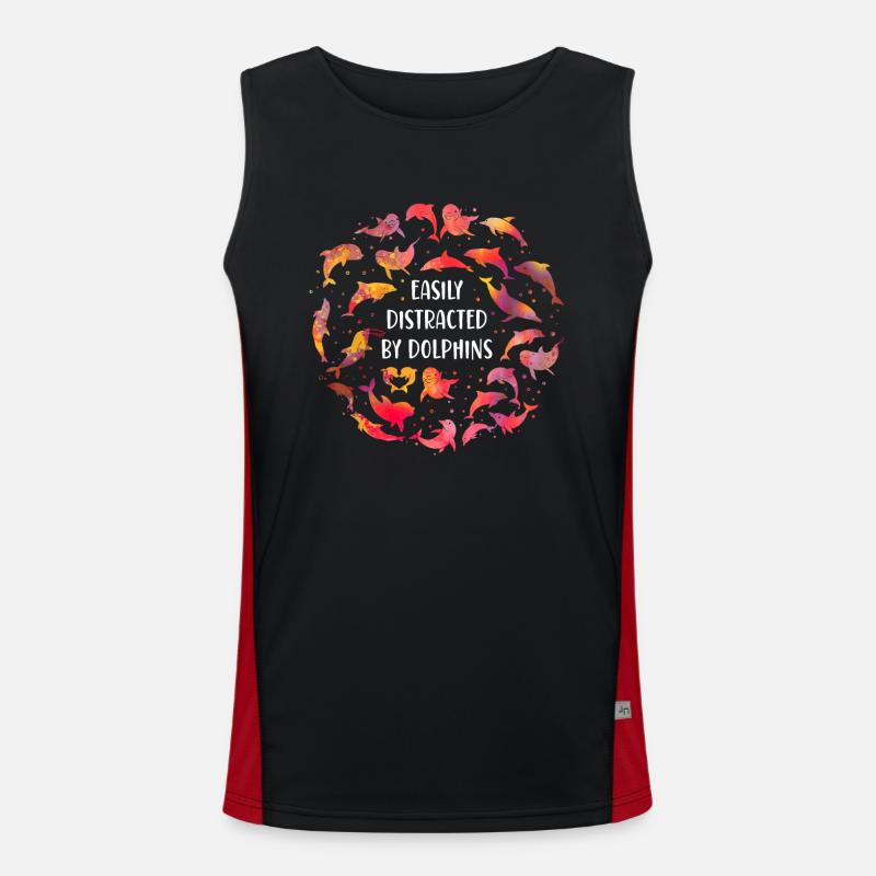 Dolphin Easily Distracted By Funktionelles Kontrast-Tank Top für Männer 