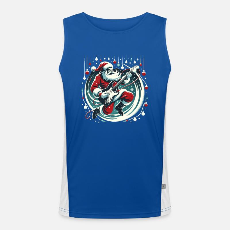 Gitarrist Weihnachtsmann Weihnachtsgitarrist Funktionelles Kontrast-Tank Top für Männer 