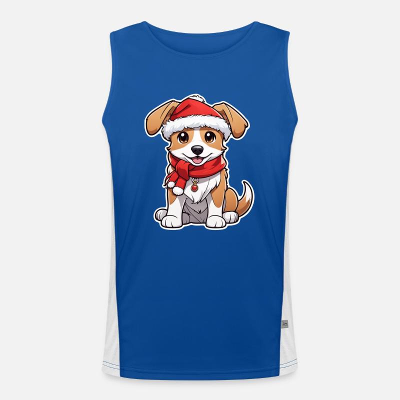 chien avec bonnet de noel Débardeur respirant contrasté Homme 