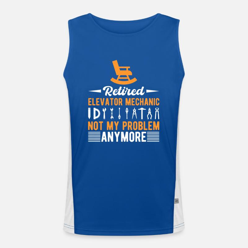 Funny Retired Elevator Mechanic Not My Problem Funktionelles Kontrast-Tank Top für Männer 