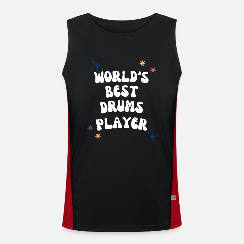 World's Best Drums Player - drummer gift idea Men's Functional Contrast Tank Top 