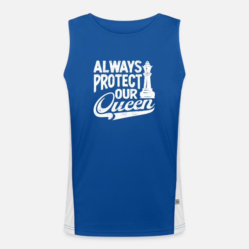 Always Protect Your Queen Cool Chess Player Men's Functional Contrast Tank Top 