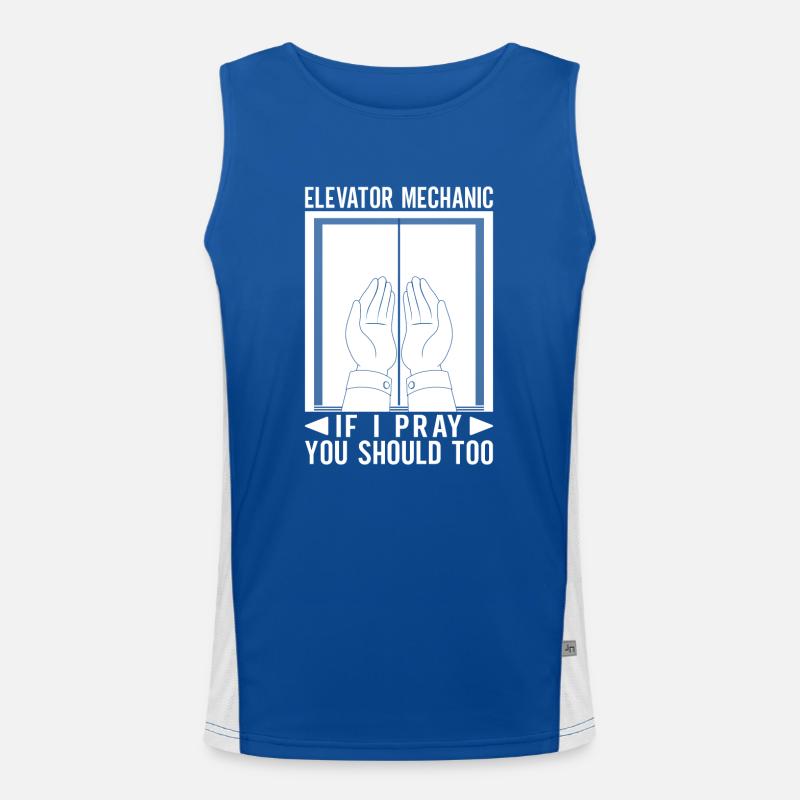 Elevator Technician Funny Saying Gift Idea Men's Functional Contrast Tank Top 