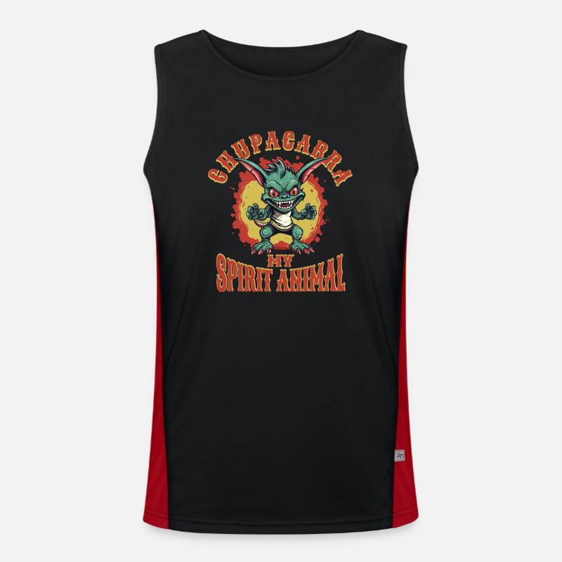 Cryptozoologists Chupacabra Creatures Funny - Men's Functional Contrast Tank Top  - black/red