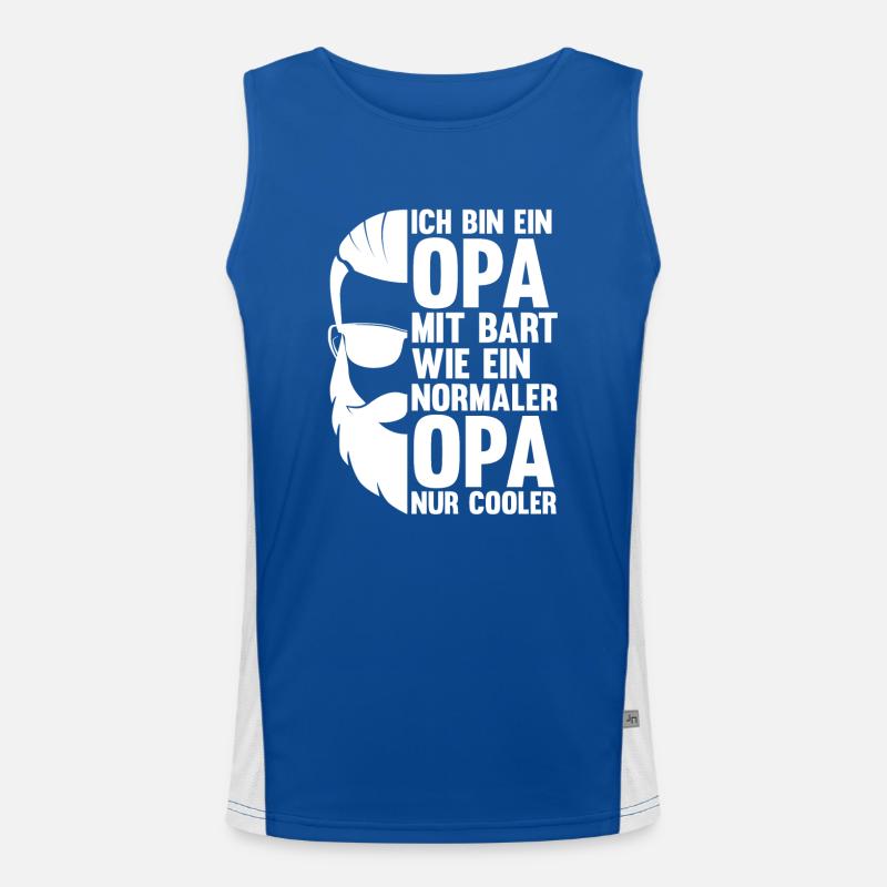 Opa Großvater Bärtig Bartträger Schnurrbart Bart Funktionelles Kontrast-Tank Top für Männer 
