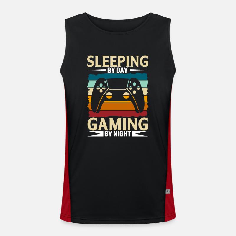 Sleeping During The Day Playing At Night Men's Functional Contrast Tank Top 