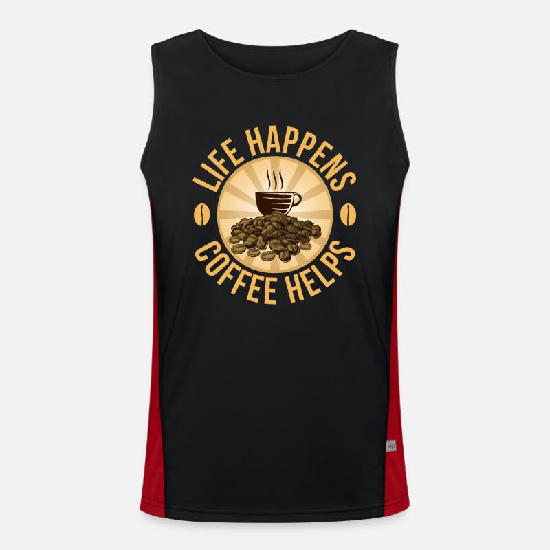Das Leben Passiert Kaffee Hilft Funktionelles Kontrast-Tank Top für Männer 