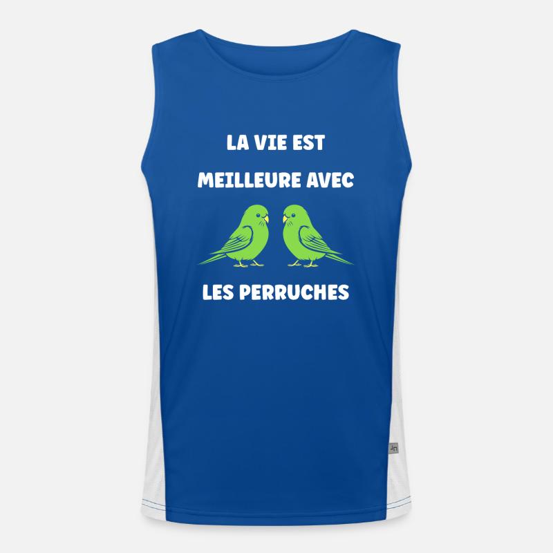 Oiseaux perruches humour petite perruche Débardeur respirant contrasté Homme 