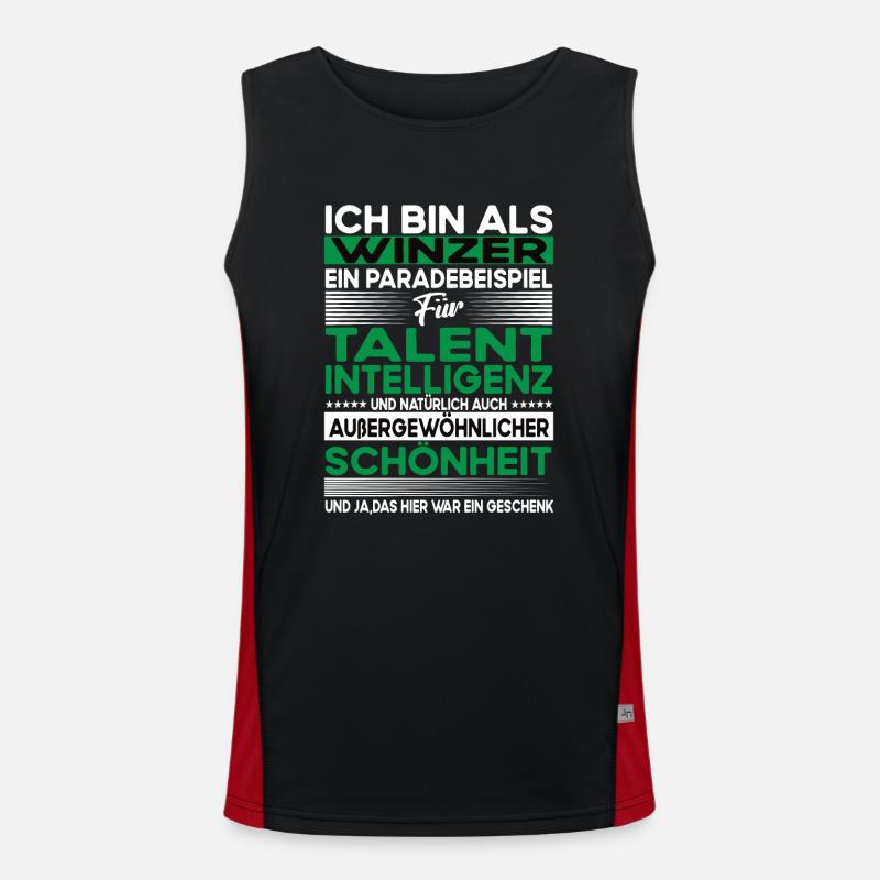 Winzer Bescheiden - Lustiger Spruch Funktionelles Kontrast-Tank Top für Männer 