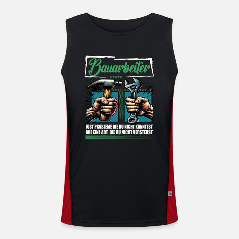 Bauarbeiter Beruf mit lustigen Spruch Funktionelles Kontrast-Tank Top für Männer 