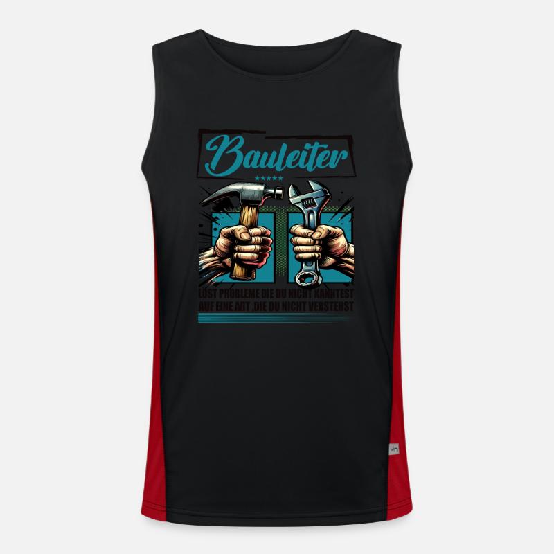 Bauleiter Beruf mit lustigen Spruch Funktionelles Kontrast-Tank Top für Männer 