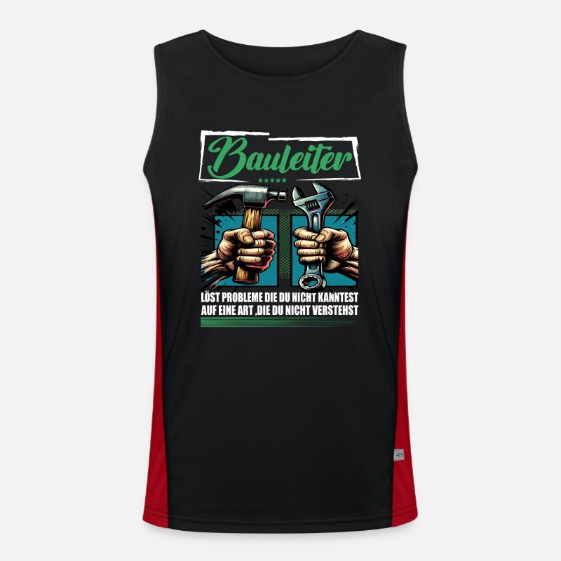 Bauleiter Beruf mit lustigen Spruch Funktionelles Kontrast-Tank Top für Männer 