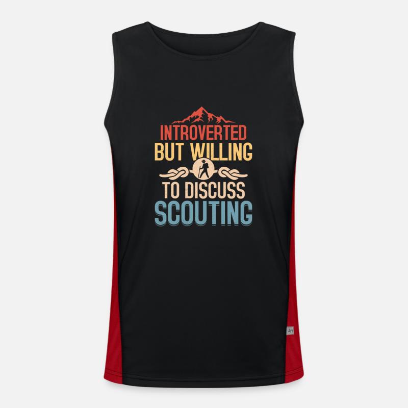 Scout Whisperer: Let's Talk Scouting - Men's Functional Contrast Tank Top  - black/red