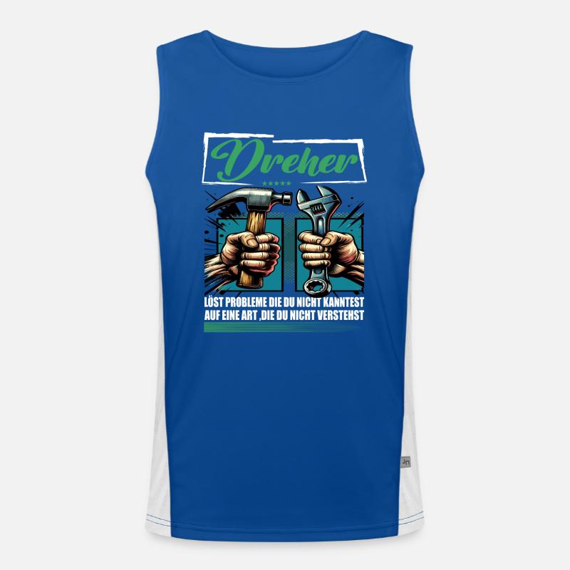 Dreher Beruf mit lustigen Spruch Funktionelles Kontrast-Tank Top für Männer 