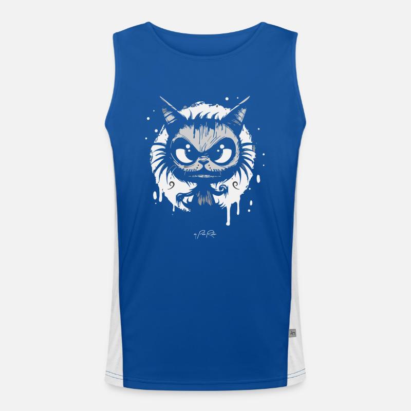Cartoon Horror Cat from Hell Men's Functional Contrast Tank Top 