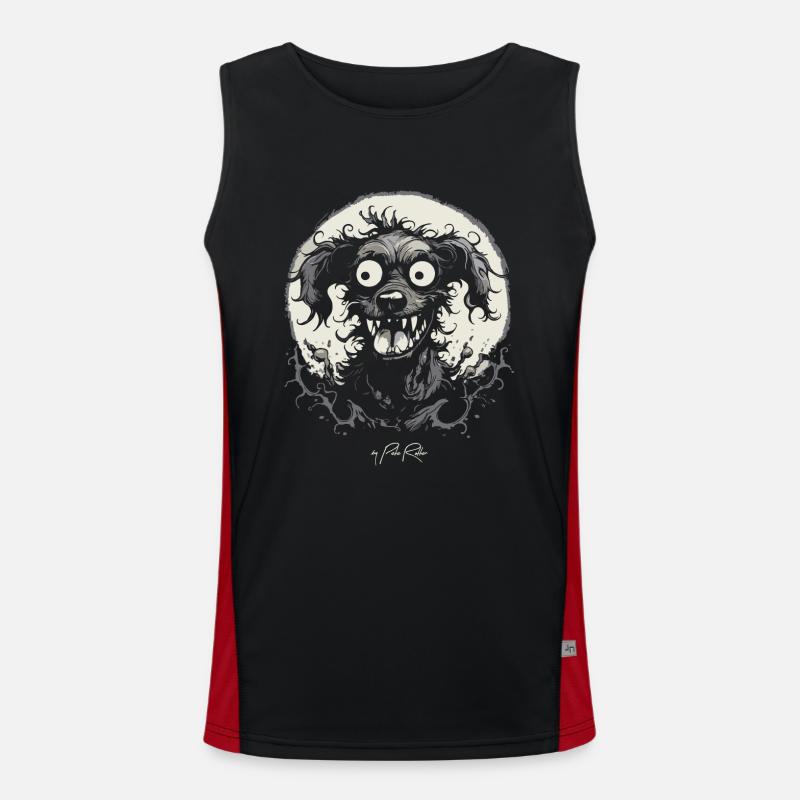 Horror dog from hell Men's Functional Contrast Tank Top 